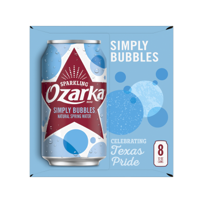 Ozarka Sparkling Water Simply Bubbles Product details 12oz 8 pack right view