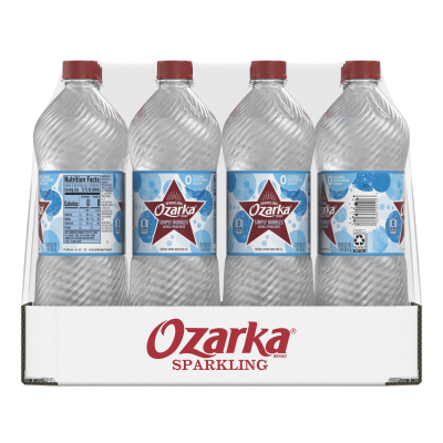 Ozarka Sparkling Water Simply Bubbles Product details 1L 12 pack front view