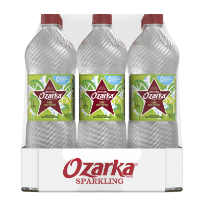Ozarka Sparkling Water Zesty Lime Product details 1L 12 pack right view
