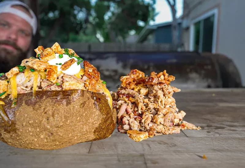 Crispy Pork Loaded Baked Tater