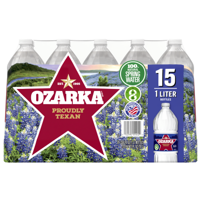 Ozarka Spring water product detail 1L 15pack front view