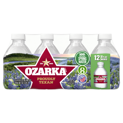 Ozarka Spring Water 8oz bottle 12 pack front view