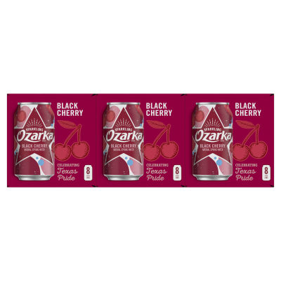 Ozarka Sparkling Water Black Cherry Product details 12oz can 24 pack left view