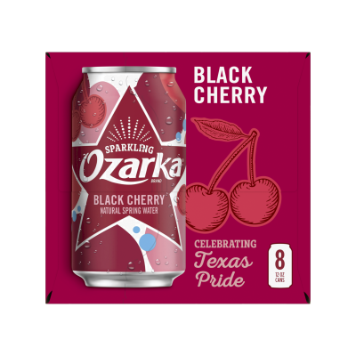 Ozarka Sparkling Water Black Cherry Product details 12oz can 8 pack right view
