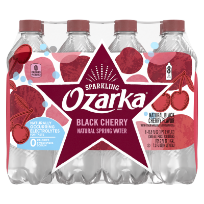 Ozarka Sparkling Water Black Cherry Product details 500mL 8 pack front view