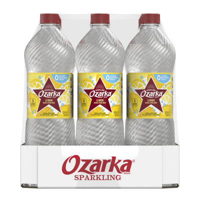 Ozarka Sparkling Water Lively Lemon Product details 1L  12 pack right view