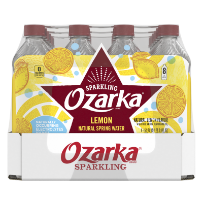 Ozarka Sparkling Water Lively Lemon Product details 500mL 24 pack right view