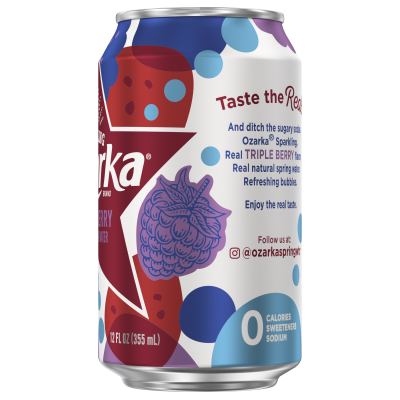 Ozarka Sparkling Water Triple Berry Product details 12oz single right view