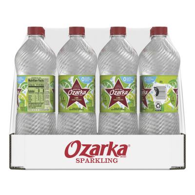 Ozarka Sparkling Water Zesty Lime Product details 1L 12 pack front view