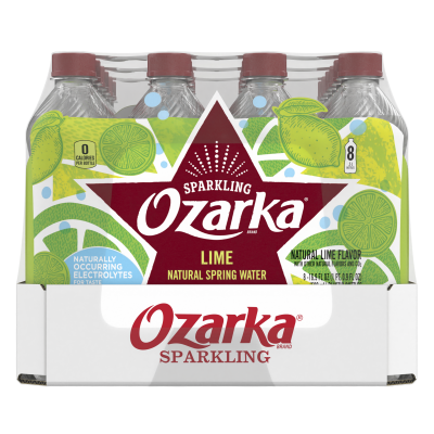 Ozarka Sparkling Water Zesty Lime Product details 500mL 24 pack right view