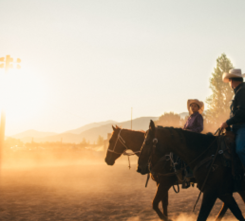 texans riding horses drinking ozarka spring water